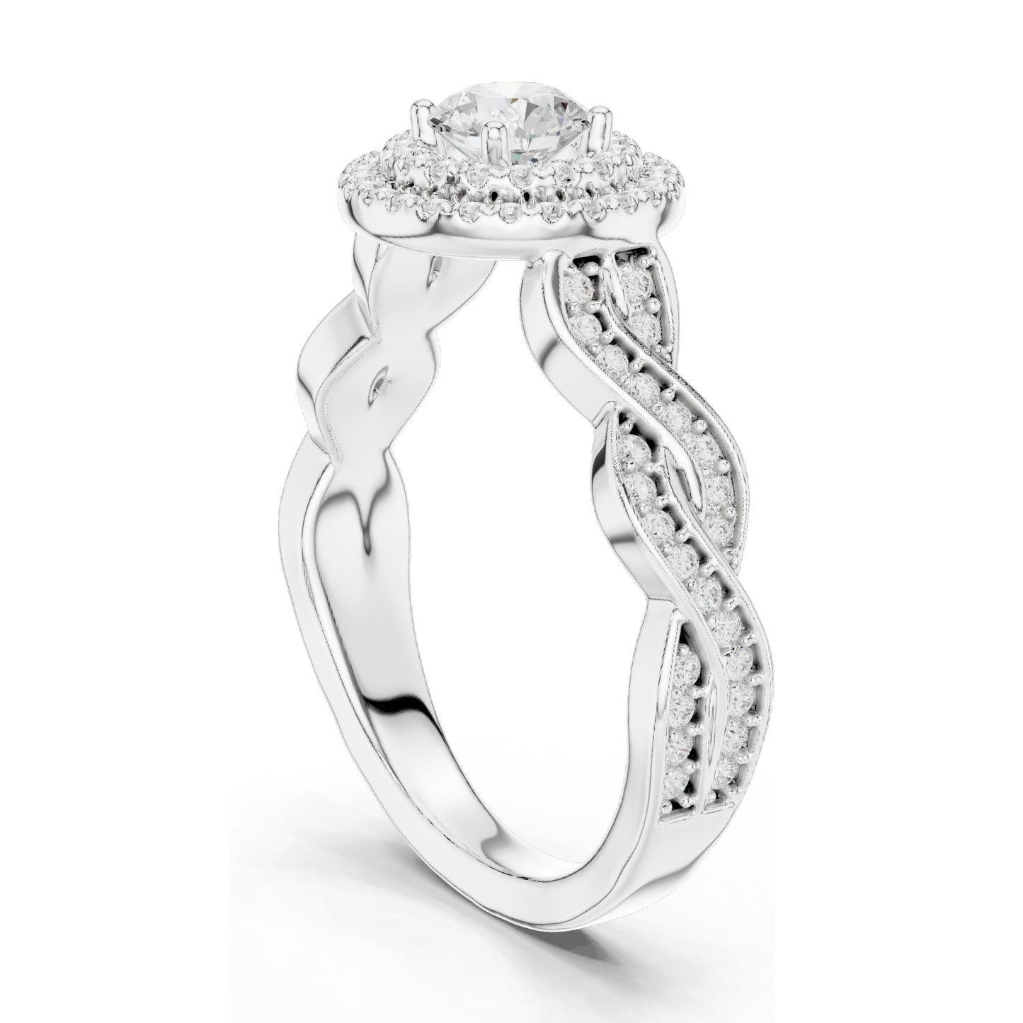 1.006 CT Round Brilliant Lab Diamond Halo Engagement Ring for Women | VVS-VS EF Clarity | 18KT, 14KT, 10KT Gold & 925 Silver | Rose, Yellow, White Gold & Moissanite Options