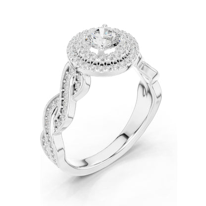 1.006 CT Round Brilliant Lab Diamond Halo Engagement Ring for Women | VVS-VS EF Clarity | 18KT, 14KT, 10KT Gold & 925 Silver | Rose, Yellow, White Gold & Moissanite Options