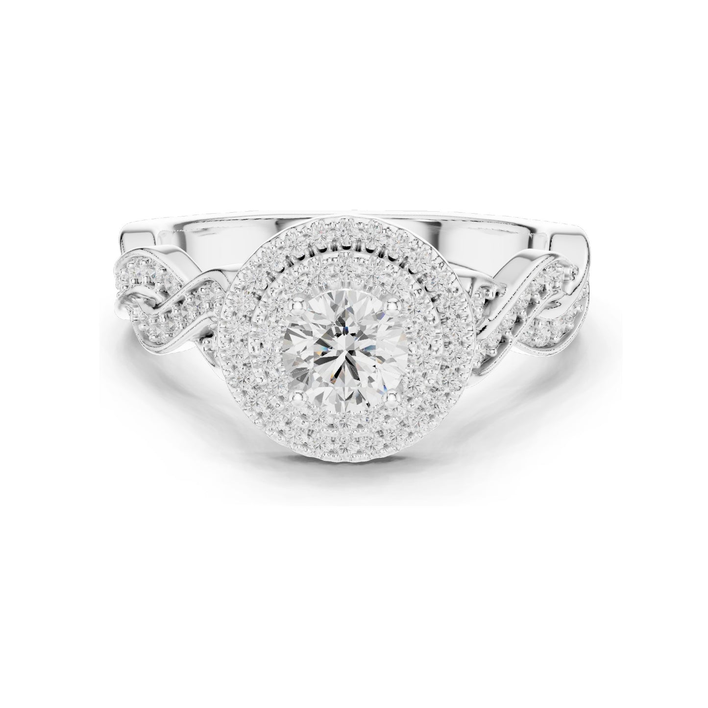 1.006 CT Round Brilliant Lab Diamond Halo Engagement Ring for Women | VVS-VS EF Clarity | 18KT, 14KT, 10KT Gold & 925 Silver | Rose, Yellow, White Gold & Moissanite Options