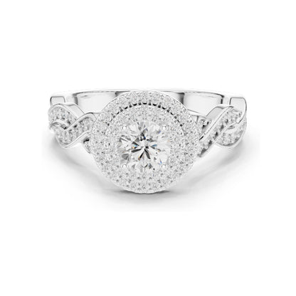 1.006 CT Round Brilliant Lab Diamond Halo Engagement Ring for Women | VVS-VS EF Clarity | 18KT, 14KT, 10KT Gold & 925 Silver | Rose, Yellow, White Gold & Moissanite Options