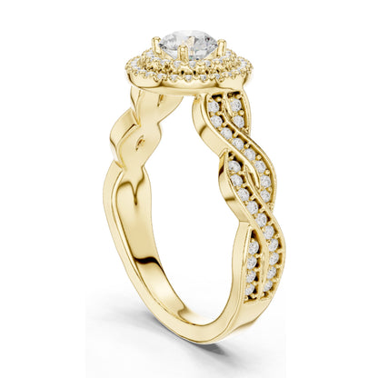 1.006 CT Round Brilliant Lab Diamond Halo Engagement Ring for Women | VVS-VS EF Clarity | 18KT, 14KT, 10KT Gold & 925 Silver | Rose, Yellow, White Gold & Moissanite Options