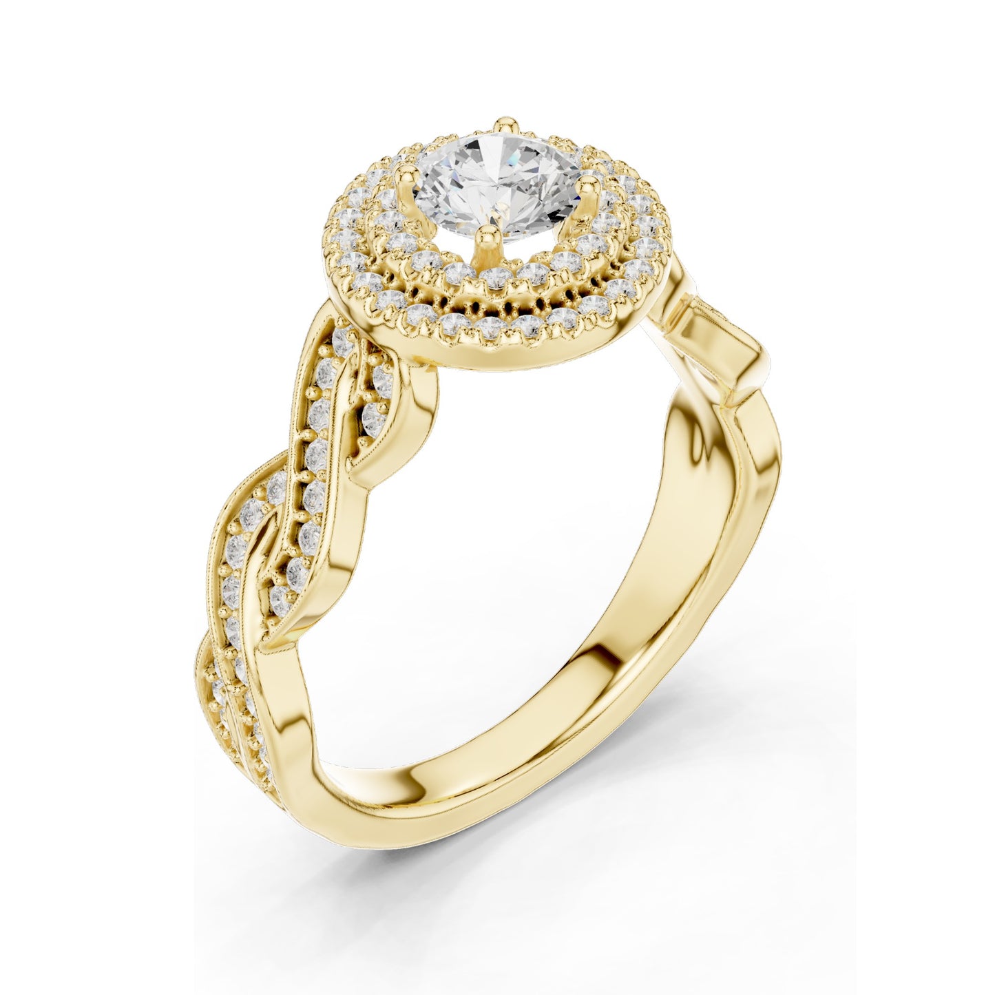 1.006 CT Round Brilliant Lab Diamond Halo Engagement Ring for Women | VVS-VS EF Clarity | 18KT, 14KT, 10KT Gold & 925 Silver | Rose, Yellow, White Gold & Moissanite Options
