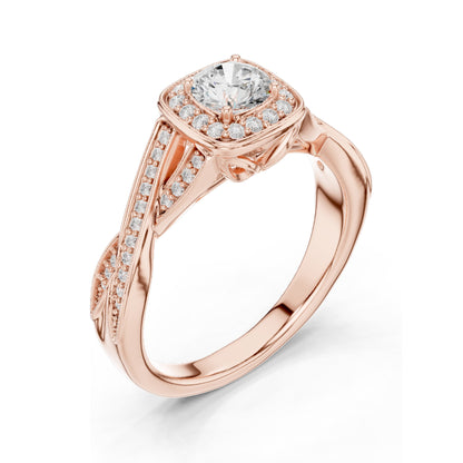 0.78 CT Round Brilliant Cut Lab Diamond Halo Engagement Ring | VVS-VS EF Clarity | 18KT, 14KT, 10KT Gold & 925 Silver | Rose, Yellow, White Gold & Moissanite Options
