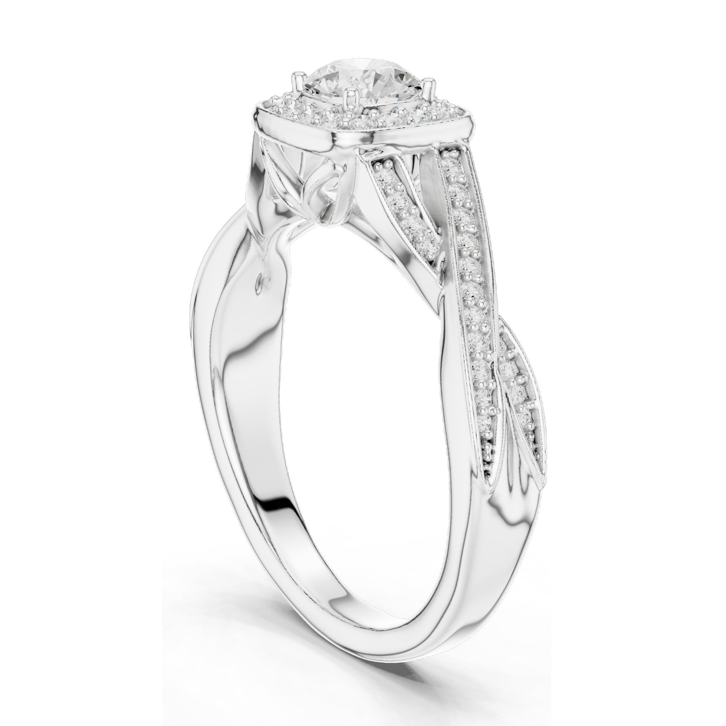 0.78 CT Round Brilliant Cut Lab Diamond Halo Engagement Ring | VVS-VS EF Clarity | 18KT, 14KT, 10KT Gold & 925 Silver | Rose, Yellow, White Gold & Moissanite Options