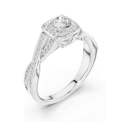 0.78 CT Round Brilliant Cut Lab Diamond Halo Engagement Ring | VVS-VS EF Clarity | 18KT, 14KT, 10KT Gold & 925 Silver | Rose, Yellow, White Gold & Moissanite Options