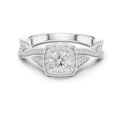 0.78 CT Round Brilliant Cut Lab Diamond Halo Engagement Ring | VVS-VS EF Clarity | 18KT, 14KT, 10KT Gold & 925 Silver | Rose, Yellow, White Gold & Moissanite Options