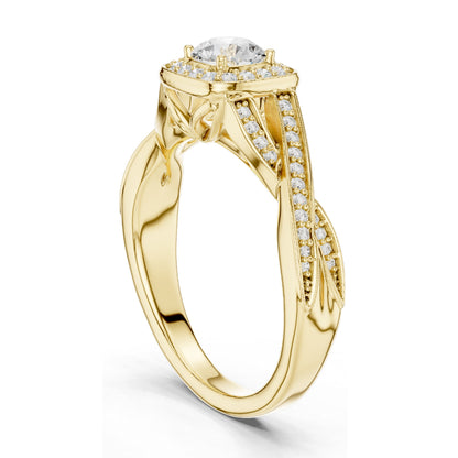 0.78 CT Round Brilliant Cut Lab Diamond Halo Engagement Ring | VVS-VS EF Clarity | 18KT, 14KT, 10KT Gold & 925 Silver | Rose, Yellow, White Gold & Moissanite Options