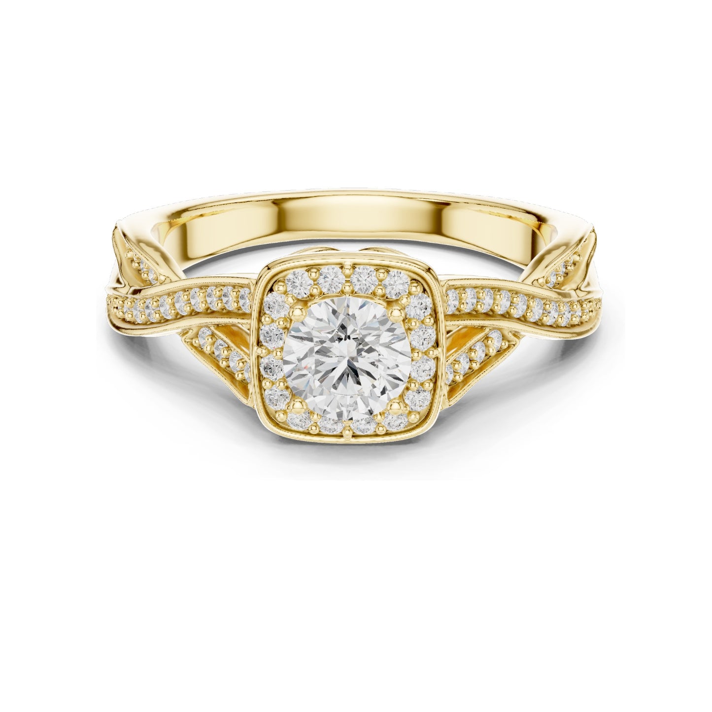 0.78 CT Round Brilliant Cut Lab Diamond Halo Engagement Ring | VVS-VS EF Clarity | 18KT, 14KT, 10KT Gold & 925 Silver | Rose, Yellow, White Gold & Moissanite Options