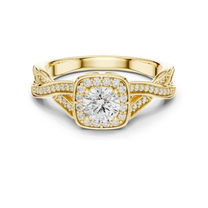 0.78 CT Round Brilliant Cut Lab Diamond Halo Engagement Ring | VVS-VS EF Clarity | 18KT, 14KT, 10KT Gold & 925 Silver | Rose, Yellow, White Gold & Moissanite Options