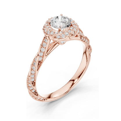 1.154 CT Round Brilliant Lab Diamond Halo Engagement Ring | VVS-VS EF Clarity | 18KT, 14KT, 10KT Gold & 925 Silver | Rose, Yellow, White Gold & Moissanite Options