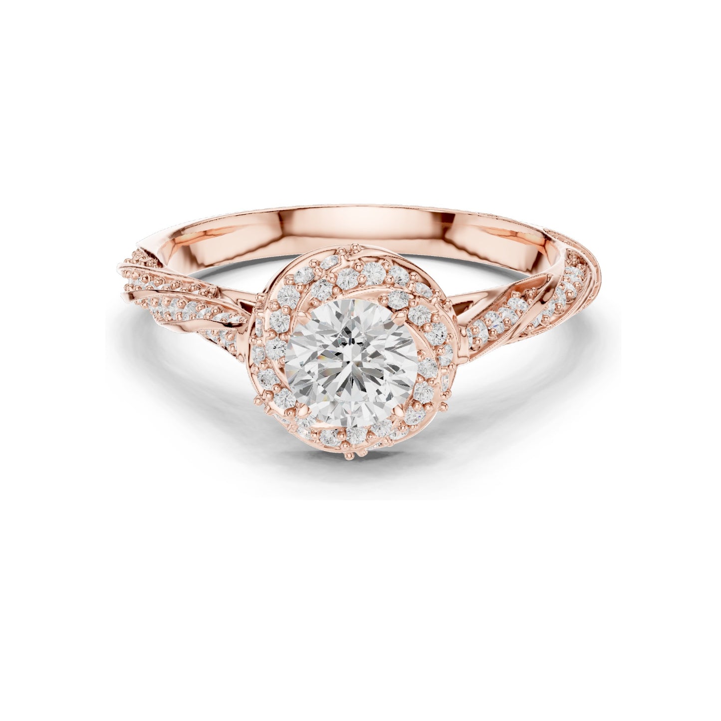 1.154 CT Round Brilliant Lab Diamond Halo Engagement Ring | VVS-VS EF Clarity | 18KT, 14KT, 10KT Gold & 925 Silver | Rose, Yellow, White Gold & Moissanite Options