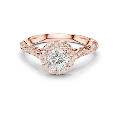 1.154 CT Round Brilliant Lab Diamond Halo Engagement Ring | VVS-VS EF Clarity | 18KT, 14KT, 10KT Gold & 925 Silver | Rose, Yellow, White Gold & Moissanite Options