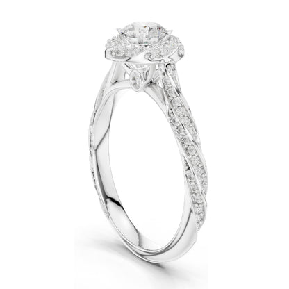 1.154 CT Round Brilliant Lab Diamond Halo Engagement Ring | VVS-VS EF Clarity | 18KT, 14KT, 10KT Gold & 925 Silver | Rose, Yellow, White Gold & Moissanite Options