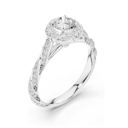 1.154 CT Round Brilliant Lab Diamond Halo Engagement Ring | VVS-VS EF Clarity | 18KT, 14KT, 10KT Gold & 925 Silver | Rose, Yellow, White Gold & Moissanite Options