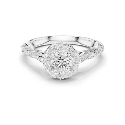 1.154 CT Round Brilliant Lab Diamond Halo Engagement Ring | VVS-VS EF Clarity | 18KT, 14KT, 10KT Gold & 925 Silver | Rose, Yellow, White Gold & Moissanite Options
