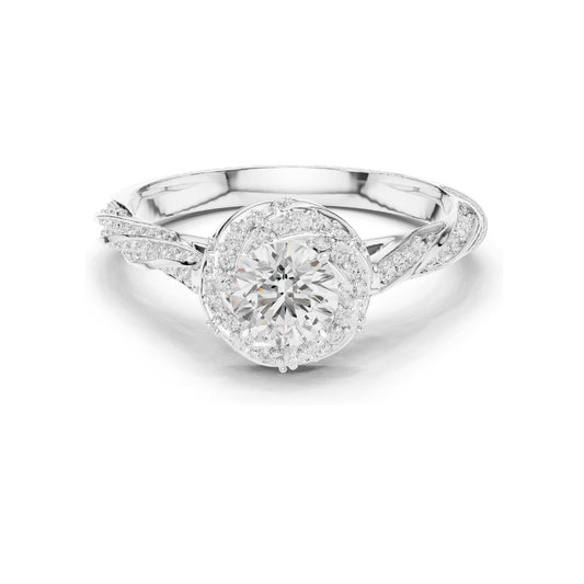 1.154 CT Round Brilliant Lab Diamond Halo Engagement Ring | VVS-VS EF Clarity | 18KT, 14KT, 10KT Gold & 925 Silver | Rose, Yellow, White Gold & Moissanite Options