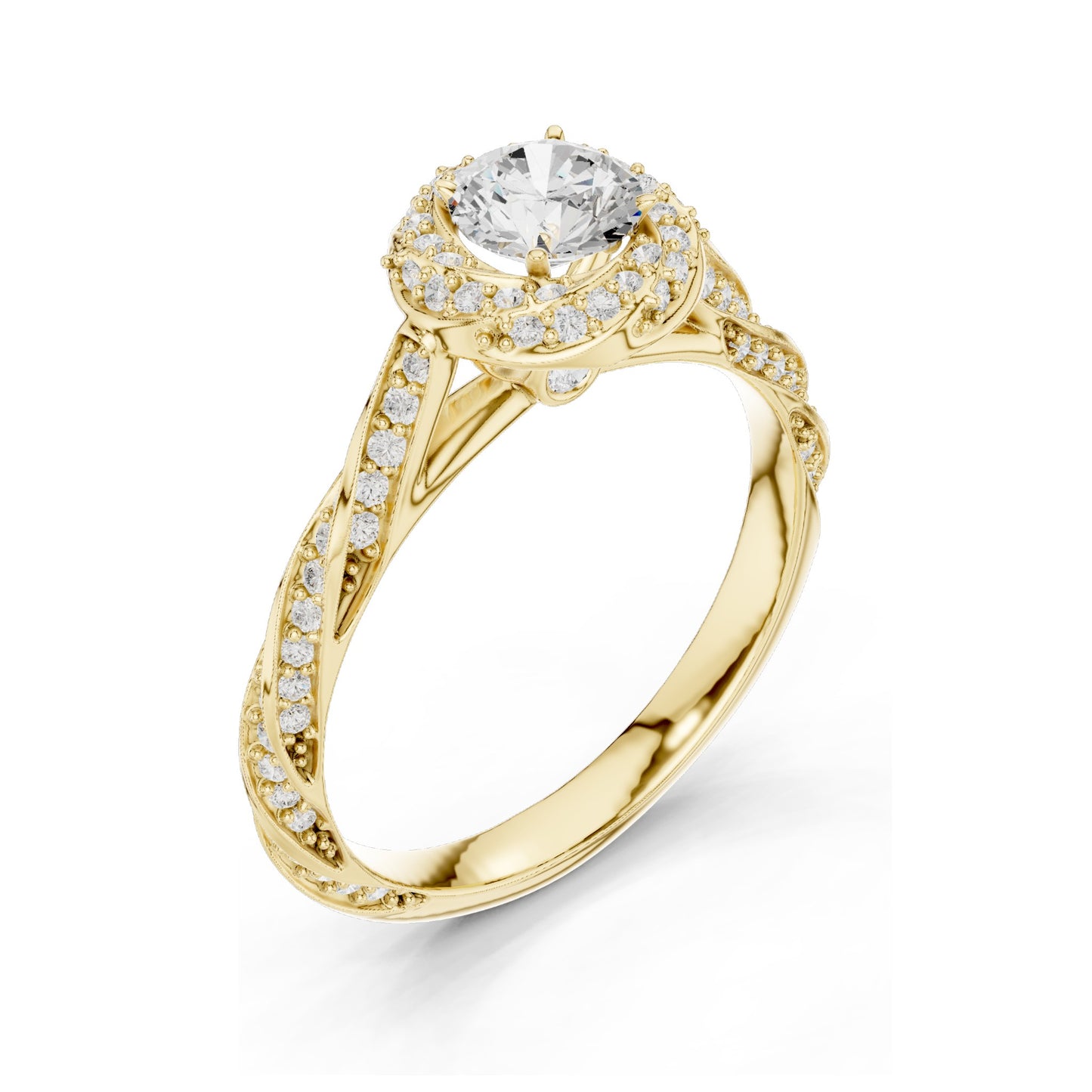 1.154 CT Round Brilliant Lab Diamond Halo Engagement Ring | VVS-VS EF Clarity | 18KT, 14KT, 10KT Gold & 925 Silver | Rose, Yellow, White Gold & Moissanite Options