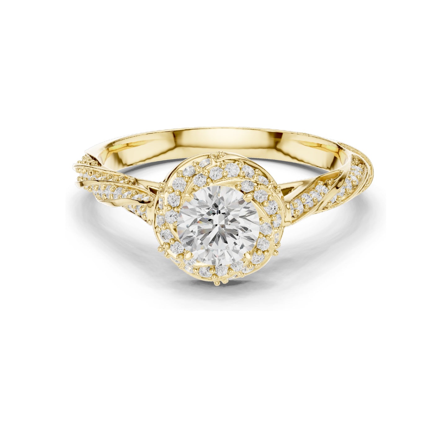 1.154 CT Round Brilliant Lab Diamond Halo Engagement Ring | VVS-VS EF Clarity | 18KT, 14KT, 10KT Gold & 925 Silver | Rose, Yellow, White Gold & Moissanite Options