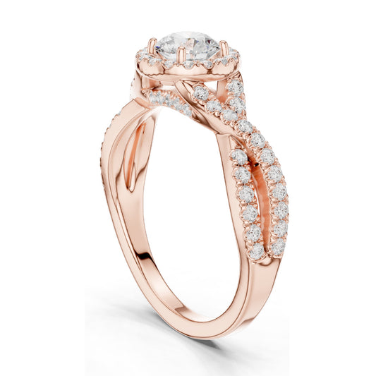 0.19 CT Round Brilliant Cut Lab Diamond Halo Engagement Ring | VVS-VS EF Clarity | 18KT, 14KT, 10KT Gold & 925 Silver | Rose, Yellow, White Gold & Moissanite Options