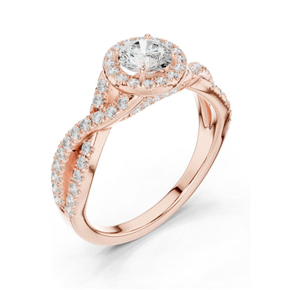 0.19 CT Round Brilliant Cut Lab Diamond Halo Engagement Ring | VVS-VS EF Clarity | 18KT, 14KT, 10KT Gold & 925 Silver | Rose, Yellow, White Gold & Moissanite Options