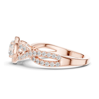 0.19 CT Round Brilliant Cut Lab Diamond Halo Engagement Ring | VVS-VS EF Clarity | 18KT, 14KT, 10KT Gold & 925 Silver | Rose, Yellow, White Gold & Moissanite Options