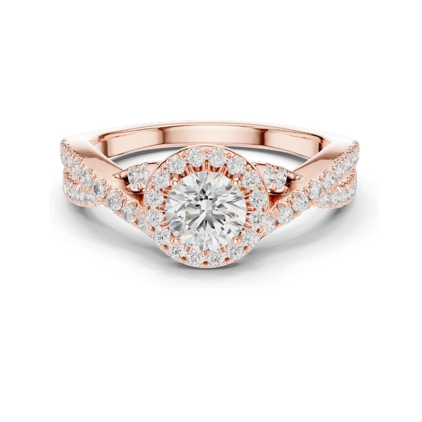 0.19 CT Round Brilliant Cut Lab Diamond Halo Engagement Ring | VVS-VS EF Clarity | 18KT, 14KT, 10KT Gold & 925 Silver | Rose, Yellow, White Gold & Moissanite Options