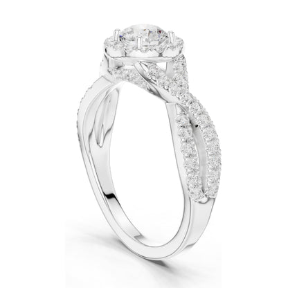 0.19 CT Round Brilliant Cut Lab Diamond Halo Engagement Ring | VVS-VS EF Clarity | 18KT, 14KT, 10KT Gold & 925 Silver | Rose, Yellow, White Gold & Moissanite Options