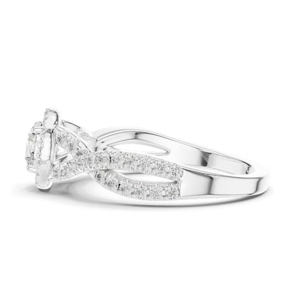 0.19 CT Round Brilliant Cut Lab Diamond Halo Engagement Ring | VVS-VS EF Clarity | 18KT, 14KT, 10KT Gold & 925 Silver | Rose, Yellow, White Gold & Moissanite Options