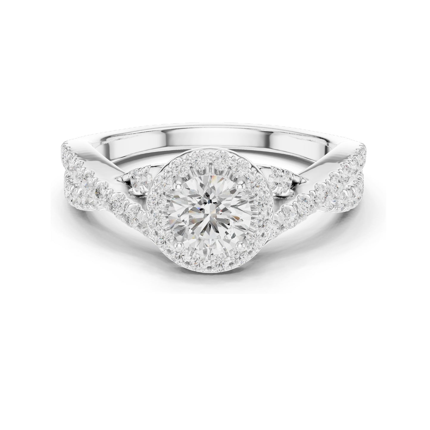 0.19 CT Round Brilliant Cut Lab Diamond Halo Engagement Ring | VVS-VS EF Clarity | 18KT, 14KT, 10KT Gold & 925 Silver | Rose, Yellow, White Gold & Moissanite Options