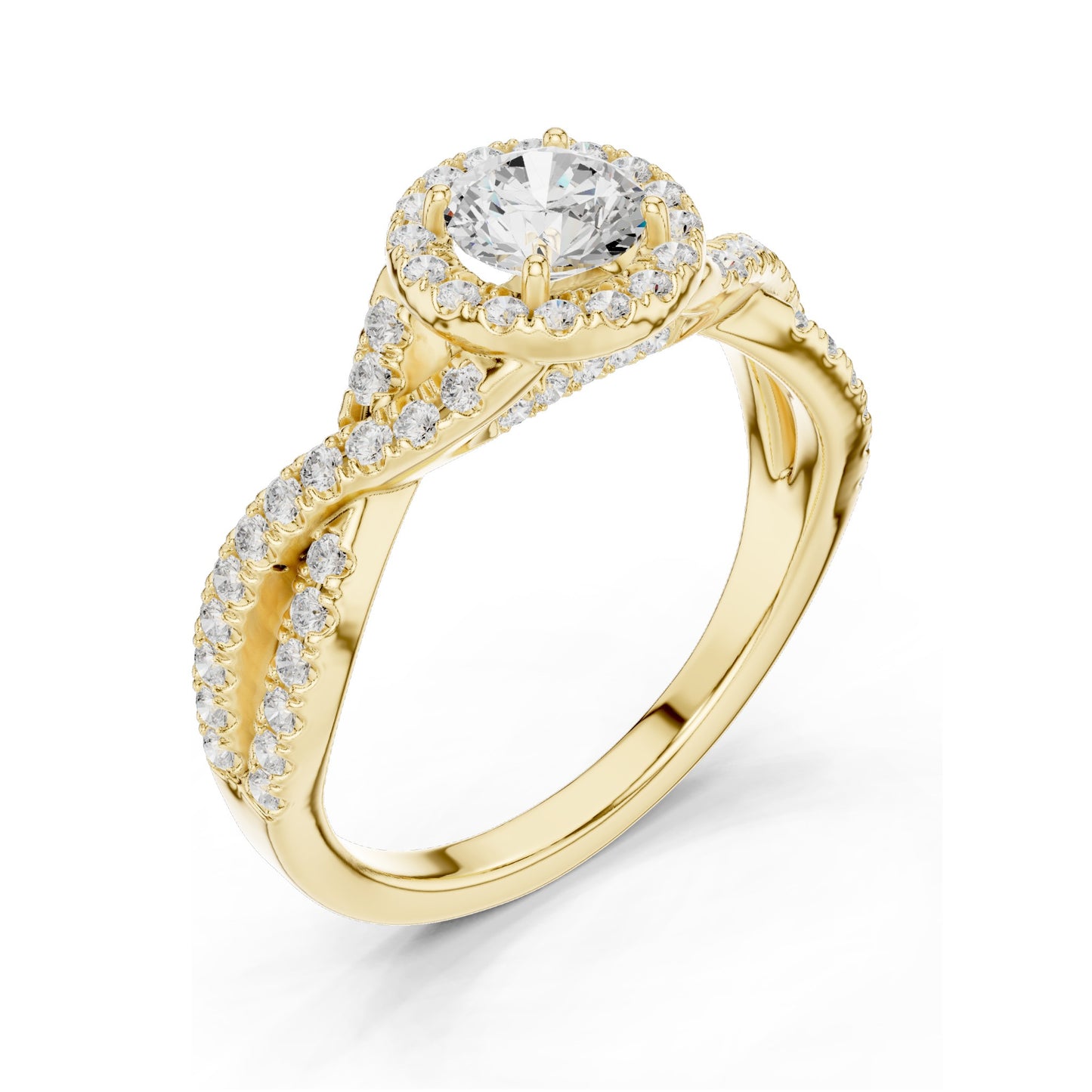 0.19 CT Round Brilliant Cut Lab Diamond Halo Engagement Ring | VVS-VS EF Clarity | 18KT, 14KT, 10KT Gold & 925 Silver | Rose, Yellow, White Gold & Moissanite Options