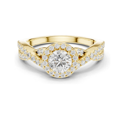 0.19 CT Round Brilliant Cut Lab Diamond Halo Engagement Ring | VVS-VS EF Clarity | 18KT, 14KT, 10KT Gold & 925 Silver | Rose, Yellow, White Gold & Moissanite Options