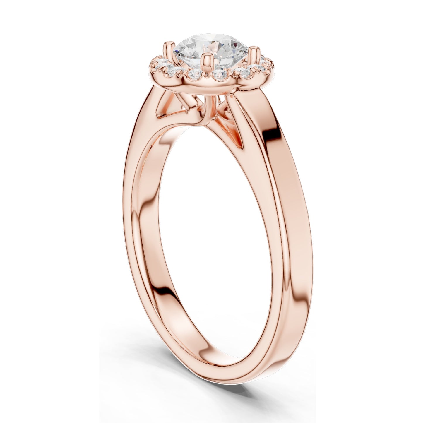 0.818 CT Round Brilliant Lab Diamond Halo Engagement Ring | VVS-VS EF Clarity | 18KT, 14KT, 10KT Gold & 925 Silver | Rose, Yellow, White Gold & Moissanite Options
