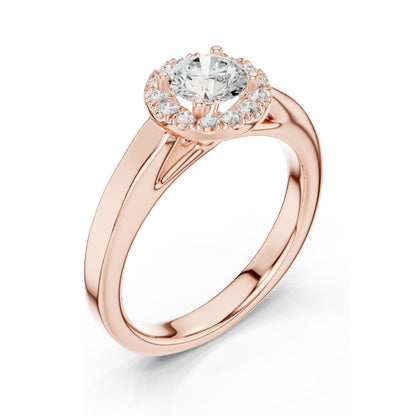0.818 CT Round Brilliant Lab Diamond Halo Engagement Ring | VVS-VS EF Clarity | 18KT, 14KT, 10KT Gold & 925 Silver | Rose, Yellow, White Gold & Moissanite Options