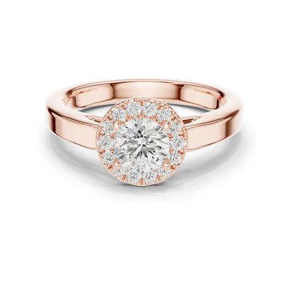 0.818 CT Round Brilliant Lab Diamond Halo Engagement Ring | VVS-VS EF Clarity | 18KT, 14KT, 10KT Gold & 925 Silver | Rose, Yellow, White Gold & Moissanite Options