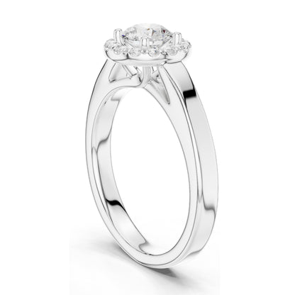 0.818 CT Round Brilliant Lab Diamond Halo Engagement Ring | VVS-VS EF Clarity | 18KT, 14KT, 10KT Gold & 925 Silver | Rose, Yellow, White Gold & Moissanite Options