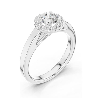 0.818 CT Round Brilliant Lab Diamond Halo Engagement Ring | VVS-VS EF Clarity | 18KT, 14KT, 10KT Gold & 925 Silver | Rose, Yellow, White Gold & Moissanite Options