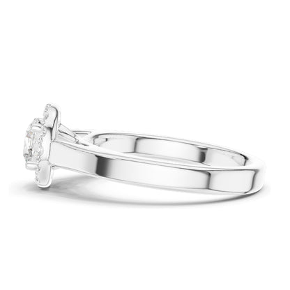 0.818 CT Round Brilliant Lab Diamond Halo Engagement Ring | VVS-VS EF Clarity | 18KT, 14KT, 10KT Gold & 925 Silver | Rose, Yellow, White Gold & Moissanite Options