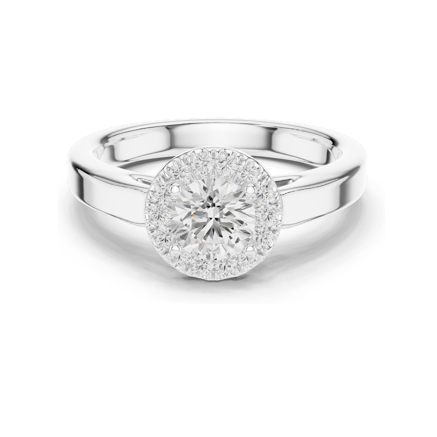 0.818 CT Round Brilliant Lab Diamond Halo Engagement Ring | VVS-VS EF Clarity | 18KT, 14KT, 10KT Gold & 925 Silver | Rose, Yellow, White Gold & Moissanite Options