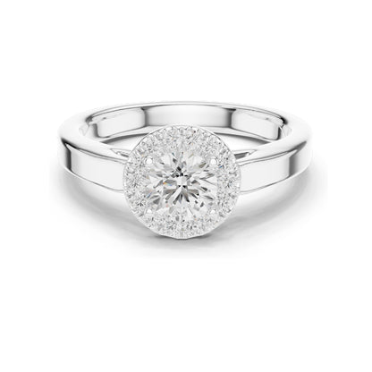 0.818 CT Round Brilliant Lab Diamond Halo Engagement Ring | VVS-VS EF Clarity | 18KT, 14KT, 10KT Gold & 925 Silver | Rose, Yellow, White Gold & Moissanite Options