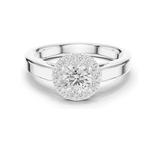 0.818 CT Round Brilliant Lab Diamond Halo Engagement Ring | VVS-VS EF Clarity | 18KT, 14KT, 10KT Gold & 925 Silver | Rose, Yellow, White Gold & Moissanite Options