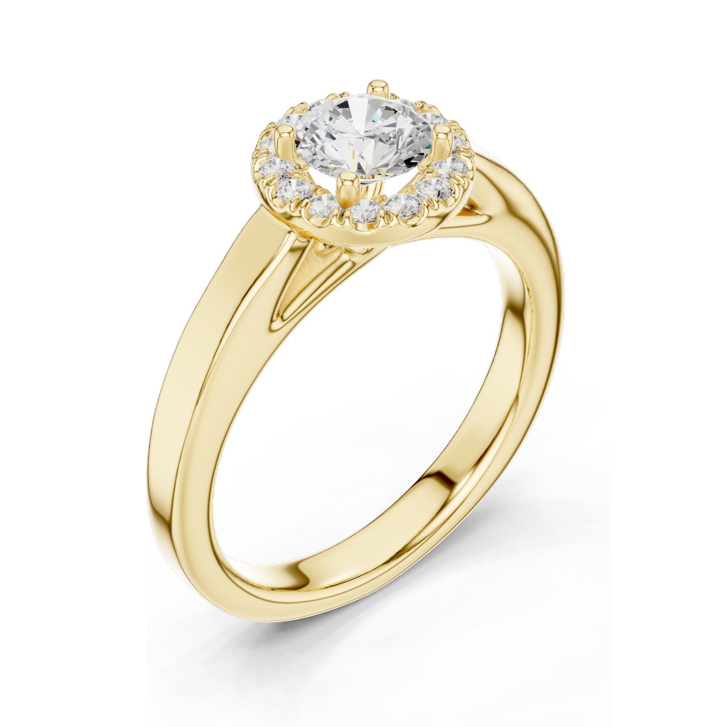 0.818 CT Round Brilliant Lab Diamond Halo Engagement Ring | VVS-VS EF Clarity | 18KT, 14KT, 10KT Gold & 925 Silver | Rose, Yellow, White Gold & Moissanite Options