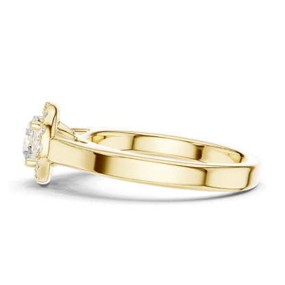 0.818 CT Round Brilliant Lab Diamond Halo Engagement Ring | VVS-VS EF Clarity | 18KT, 14KT, 10KT Gold & 925 Silver | Rose, Yellow, White Gold & Moissanite Options