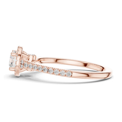 0.836 CT Round Brilliant Lab Diamond Halo Engagement Ring for Women | VVS-VS EF Clarity | 18KT, 14KT, 10KT Gold & 925 Silver | Rose, Yellow, White Gold & Moissanite Options