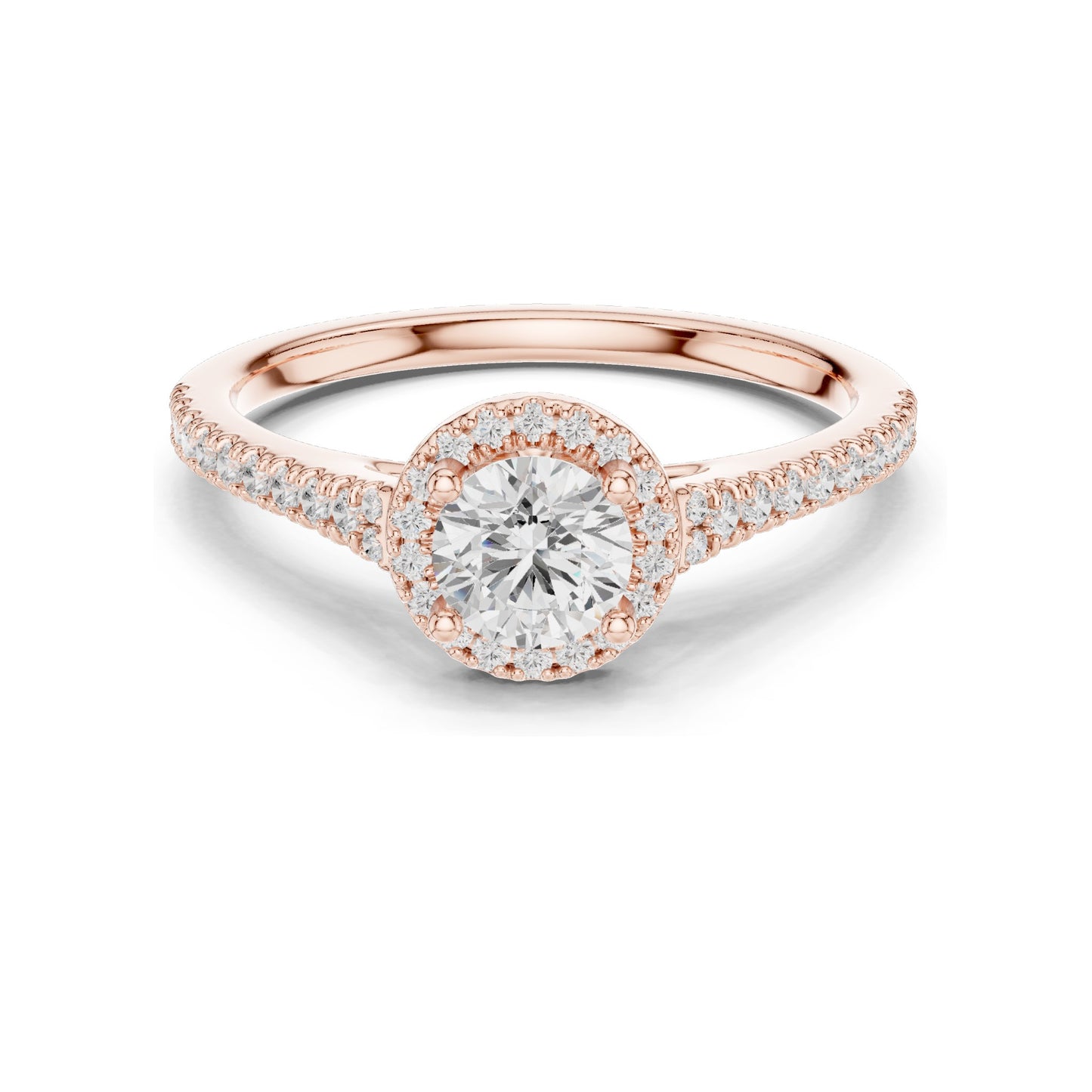 0.836 CT Round Brilliant Lab Diamond Halo Engagement Ring for Women | VVS-VS EF Clarity | 18KT, 14KT, 10KT Gold & 925 Silver | Rose, Yellow, White Gold & Moissanite Options