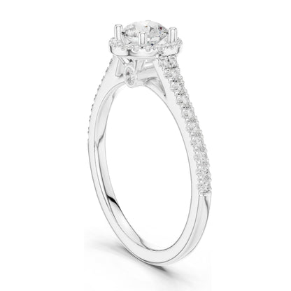 0.836 CT Round Brilliant Lab Diamond Halo Engagement Ring for Women | VVS-VS EF Clarity | 18KT, 14KT, 10KT Gold & 925 Silver | Rose, Yellow, White Gold & Moissanite Options