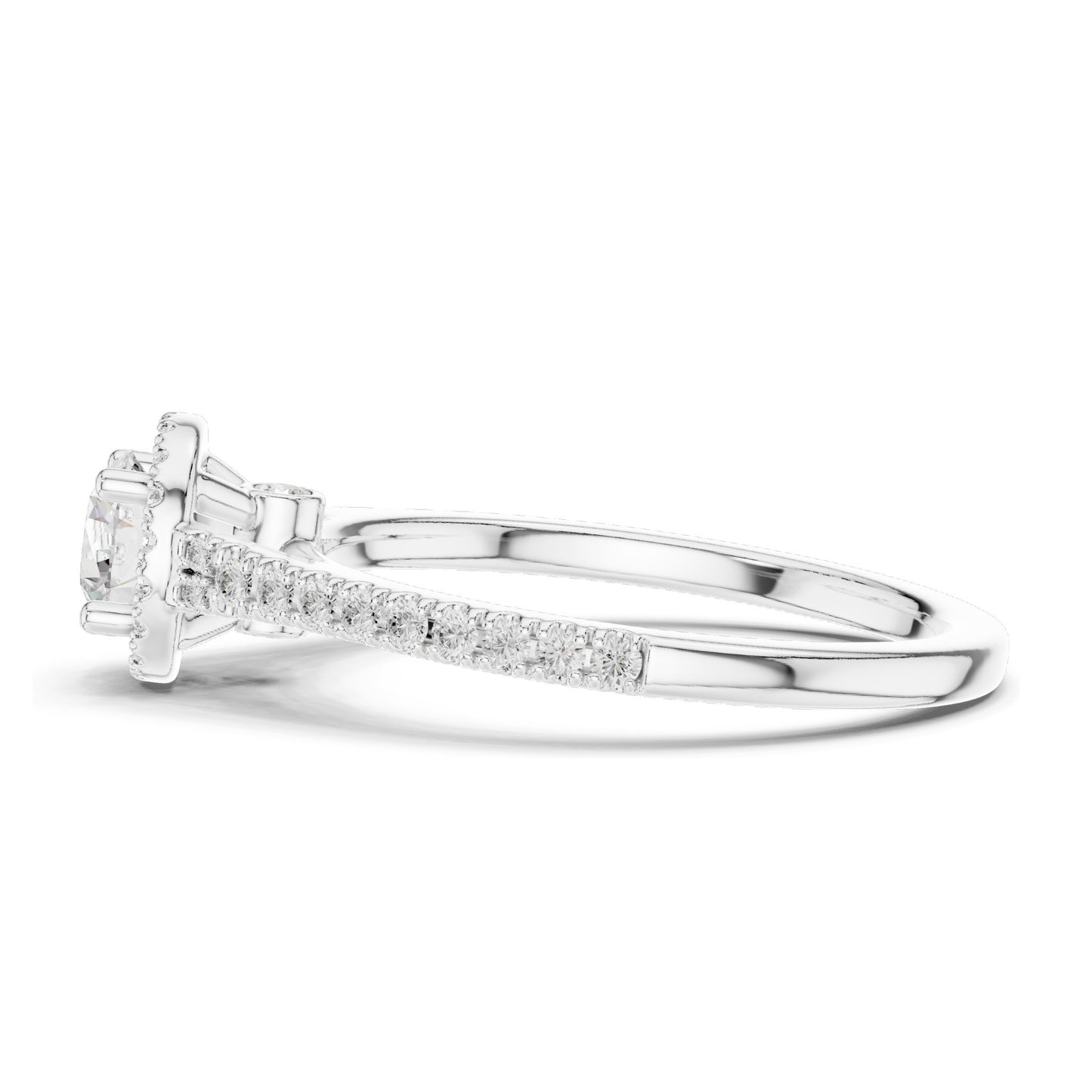 0.836 CT Round Brilliant Lab Diamond Halo Engagement Ring for Women | VVS-VS EF Clarity | 18KT, 14KT, 10KT Gold & 925 Silver | Rose, Yellow, White Gold & Moissanite Options