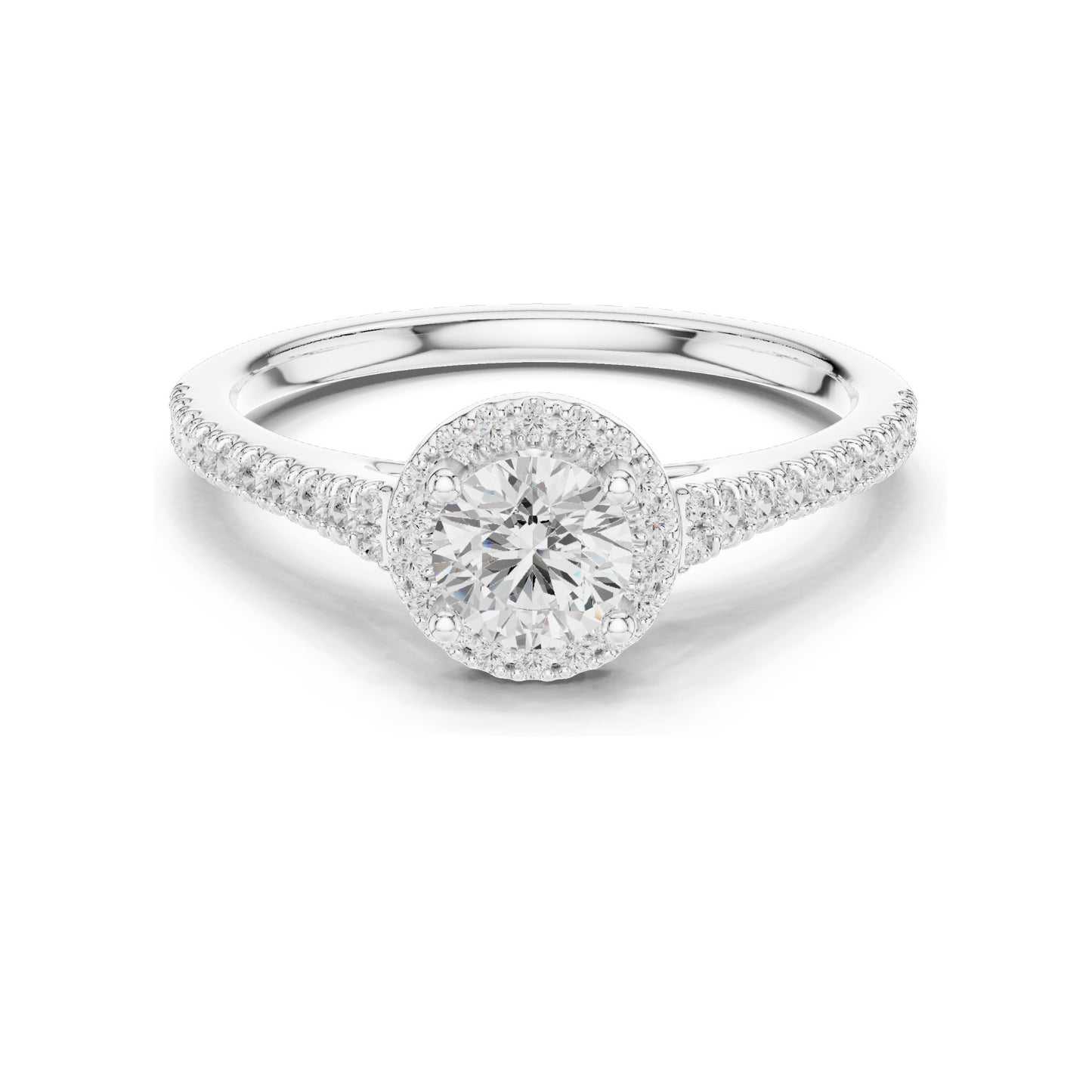 0.836 CT Round Brilliant Lab Diamond Halo Engagement Ring for Women | VVS-VS EF Clarity | 18KT, 14KT, 10KT Gold & 925 Silver | Rose, Yellow, White Gold & Moissanite Options