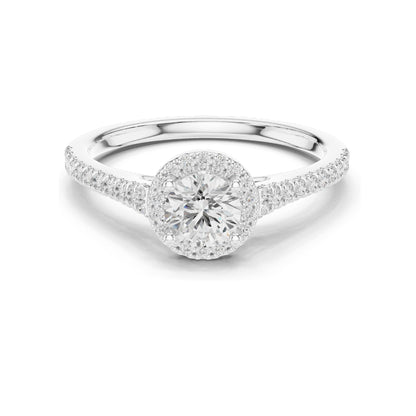 0.836 CT Round Brilliant Lab Diamond Halo Engagement Ring for Women | VVS-VS EF Clarity | 18KT, 14KT, 10KT Gold & 925 Silver | Rose, Yellow, White Gold & Moissanite Options