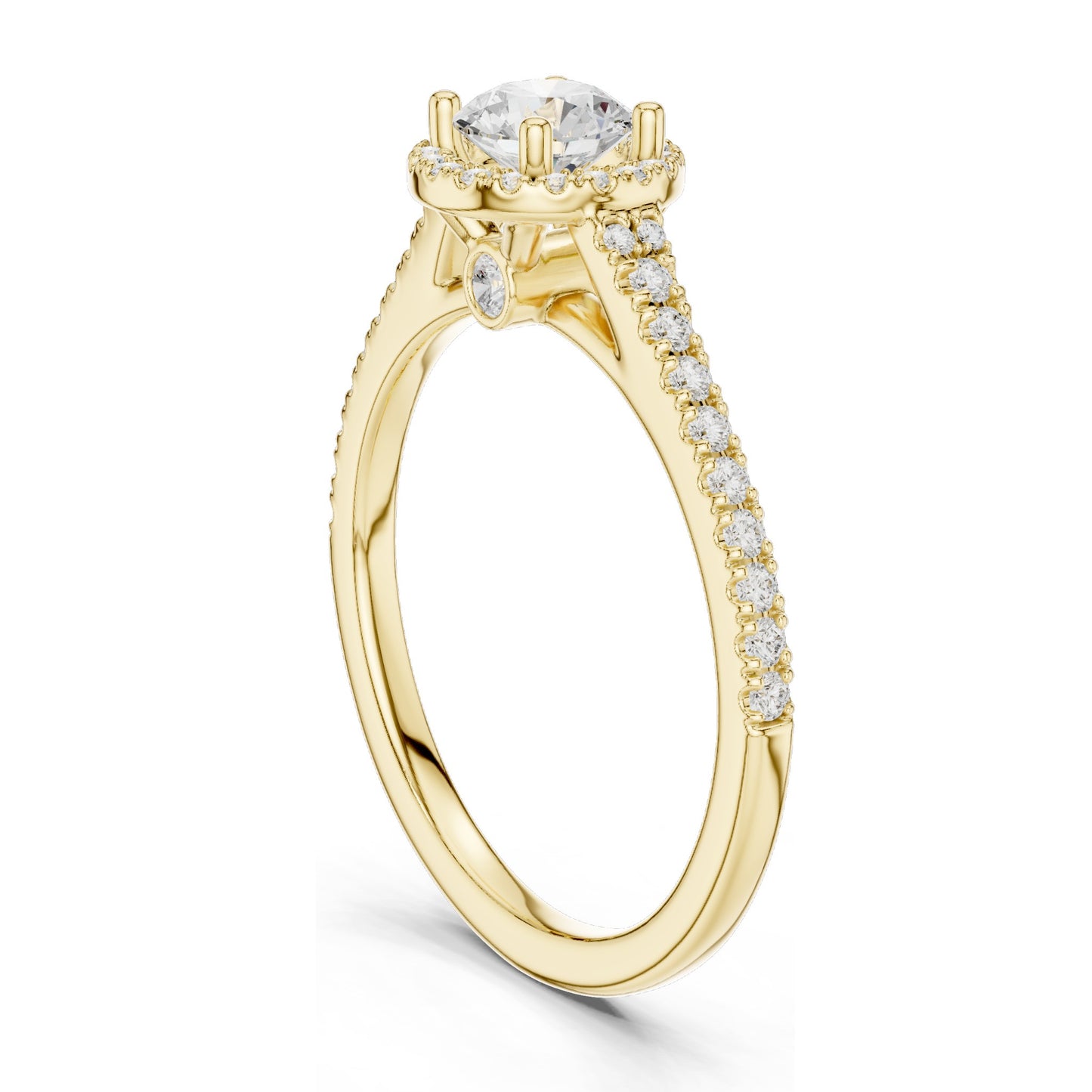 0.836 CT Round Brilliant Lab Diamond Halo Engagement Ring for Women | VVS-VS EF Clarity | 18KT, 14KT, 10KT Gold & 925 Silver | Rose, Yellow, White Gold & Moissanite Options