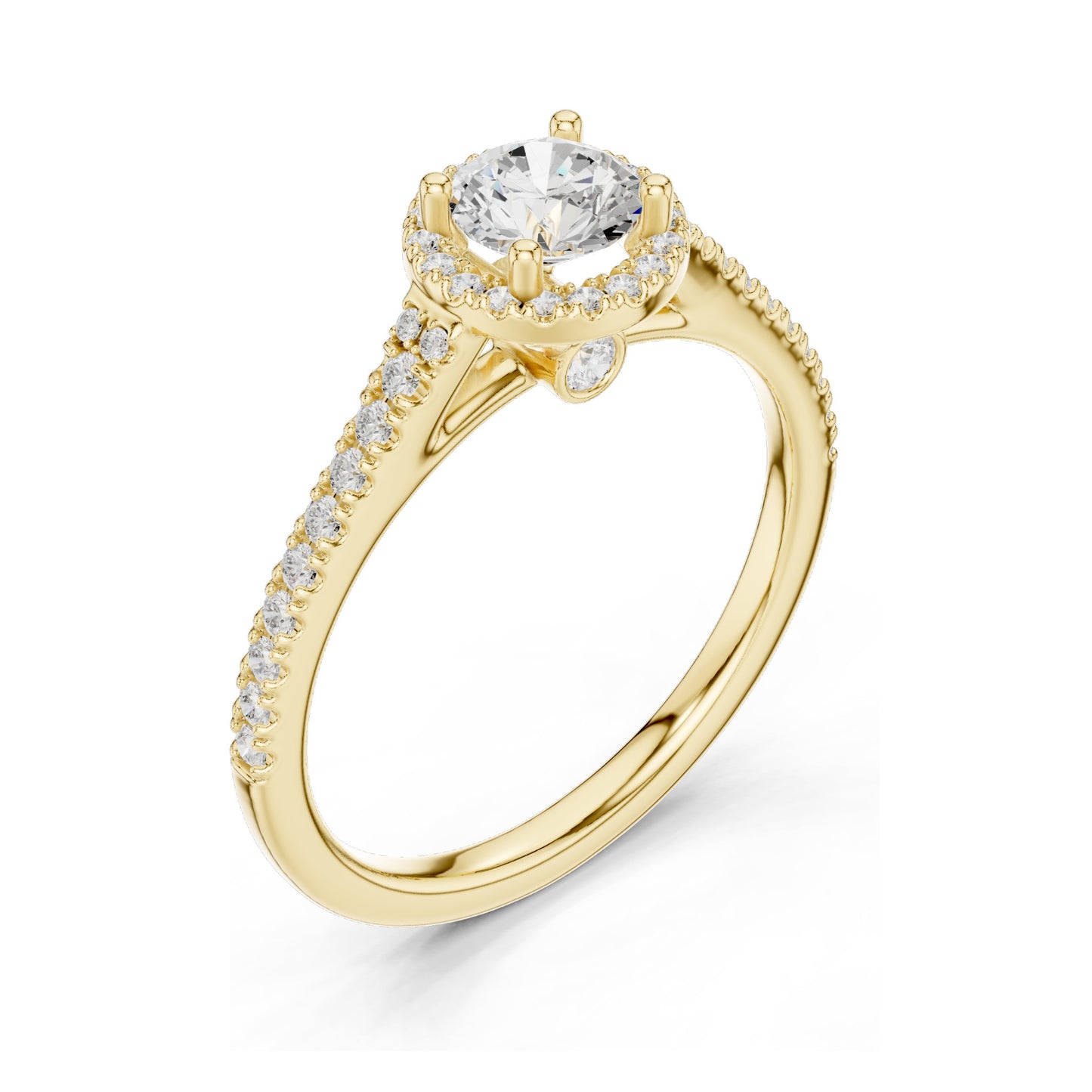 0.836 CT Round Brilliant Lab Diamond Halo Engagement Ring for Women | VVS-VS EF Clarity | 18KT, 14KT, 10KT Gold & 925 Silver | Rose, Yellow, White Gold & Moissanite Options